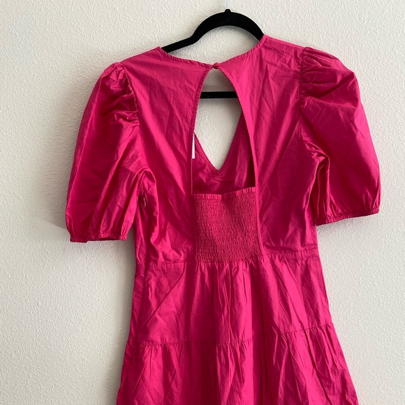 FRENCH CONNECTION barbiecore tiered puff sleeve dress US6 new with tag MSRP$98 - Picture 4 of 5